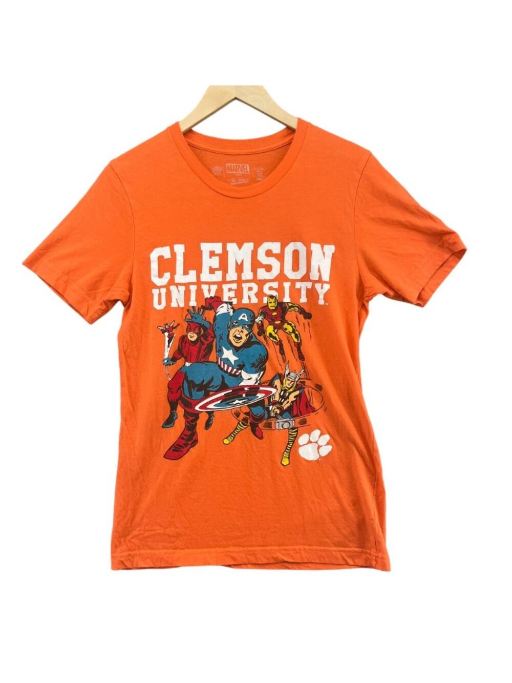 Marvel Clemson T Shirt Womens Orange Captain America Thor Short Sleeve Size S